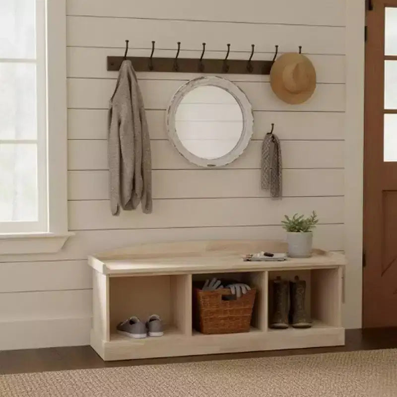 Storage Bench Unfinished - International Concepts: Hardwood Entryway Seat, Shoe Organizer, Window Nook