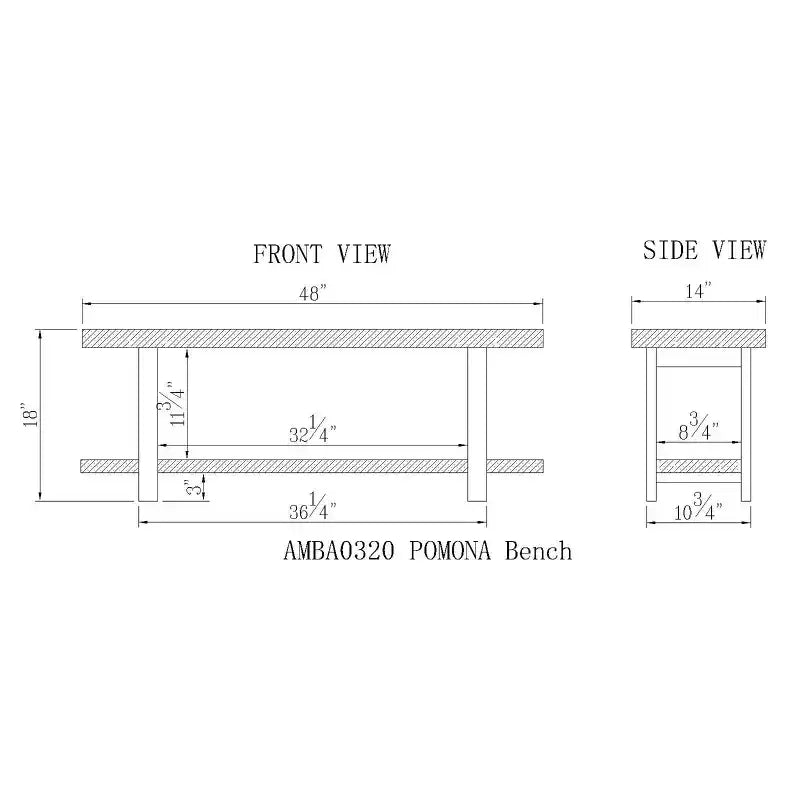 48" Pomona Solid Wood & Metal Entryway Bench Brown - Alaterre Furniture: Rustic Storage, Shelving, 2-Seater, 150 lb Capacity