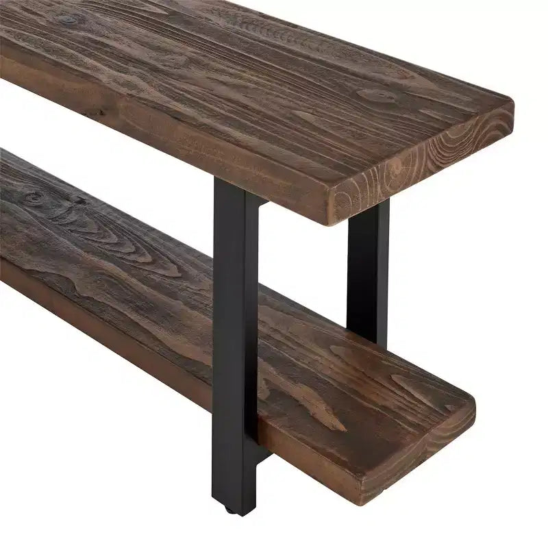 48" Pomona Solid Wood & Metal Entryway Bench Brown - Alaterre Furniture: Rustic Storage, Shelving, 2-Seater, 150 lb Capacity