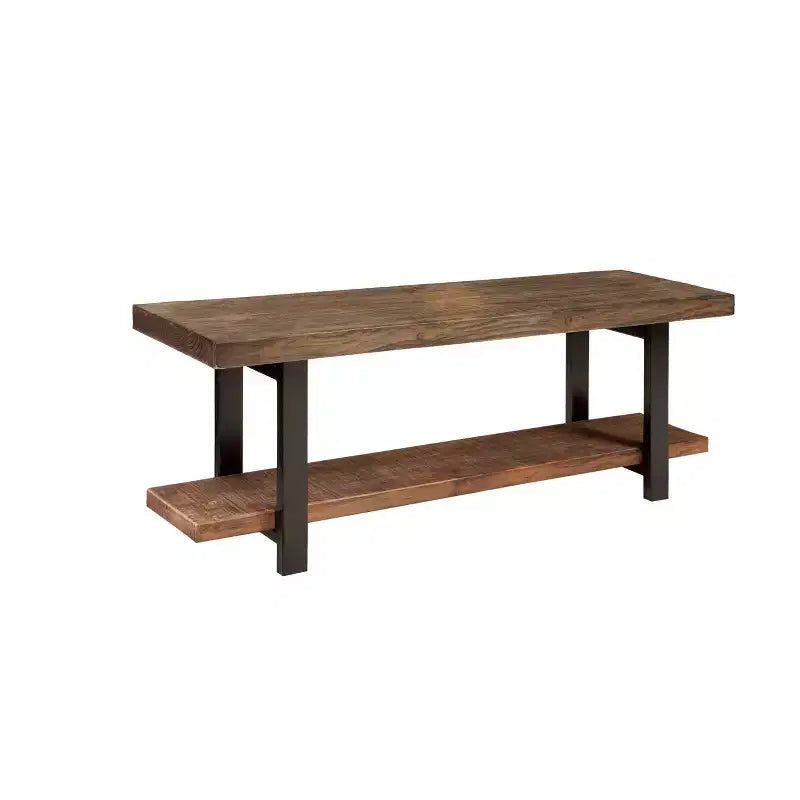 48" Pomona Solid Wood & Metal Entryway Bench Brown - Alaterre Furniture: Rustic Storage, Shelving, 2-Seater, 150 lb Capacity