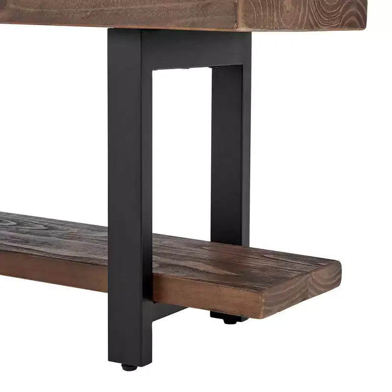 48" Pomona Solid Wood & Metal Entryway Bench Brown - Alaterre Furniture: Rustic Storage, Shelving, 2-Seater, 150 lb Capacity