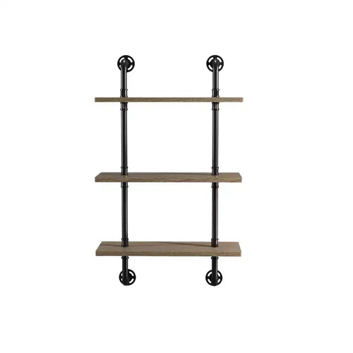 24/7 Shop At Home Dylan 3 Layer Floating Shelves Natural: Industrial Ladder Wall, Metal Frame