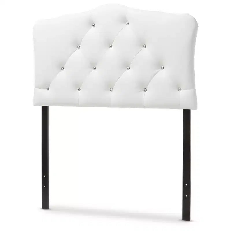 Twin Myra Modern And Contemporary Faux Leather Upholstered Button Tufted Scalloped Headboard White - Baxton Studio