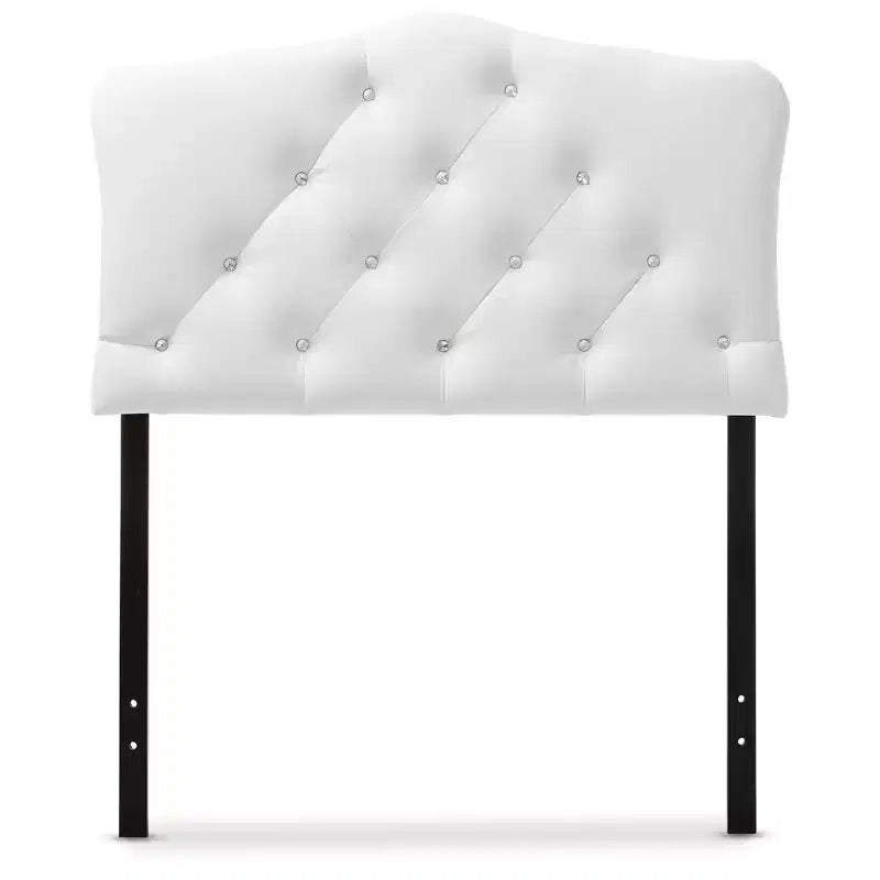 Twin Myra Modern And Contemporary Faux Leather Upholstered Button Tufted Scalloped Headboard White - Baxton Studio
