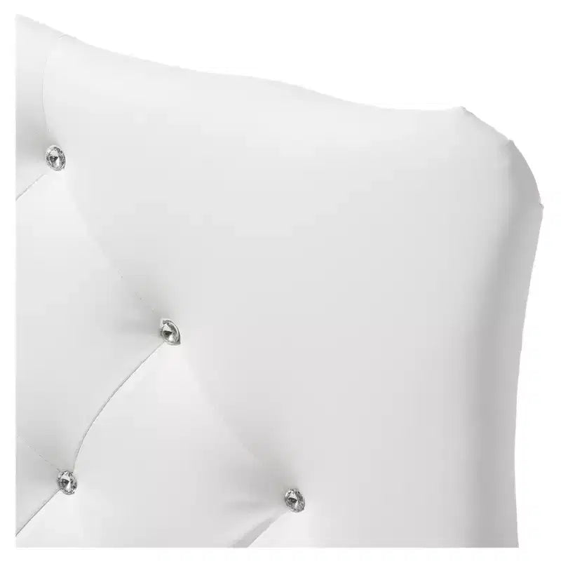 Twin Myra Modern And Contemporary Faux Leather Upholstered Button Tufted Scalloped Headboard White - Baxton Studio