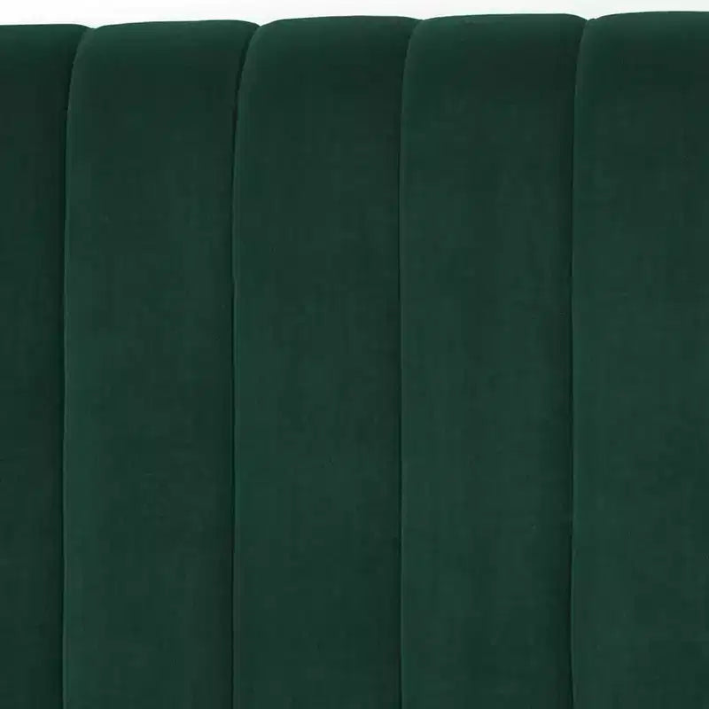 Lifestorey Teagan Queen Channel Upholstered Bed Emerald Green: Lifestorey, Tufted, Velvet Texture, Wood Frame