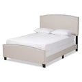 Baxton Studio King Morgan Fabric Upholstered Panel Bed Beige/Black: Nailhead Trim