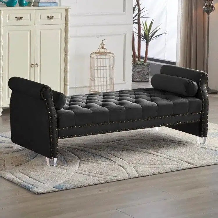 Stefania 71-inch Rolled Arm Oversized Velvet Tufted Upholstered Bench