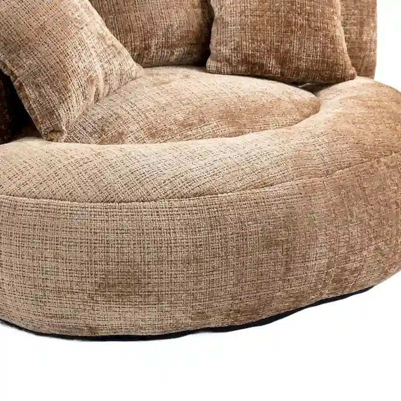 Chenille High Back Lazy Sofa with 3 Pillows and Oversized Bean Bag Chair
