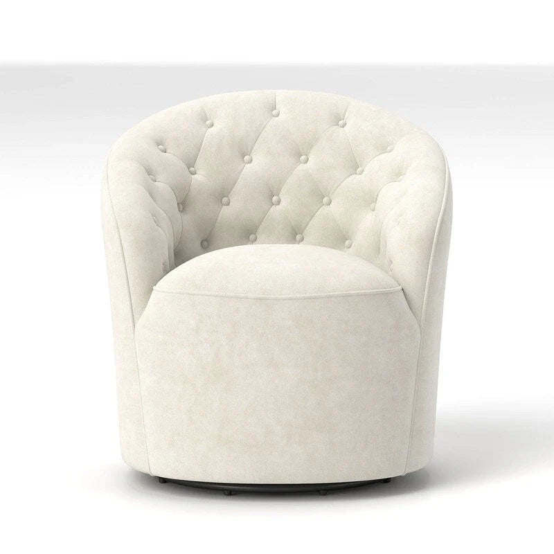 Velvet Upholstered 360 Degree Swivel Barrel Chair with Button Tufted Back