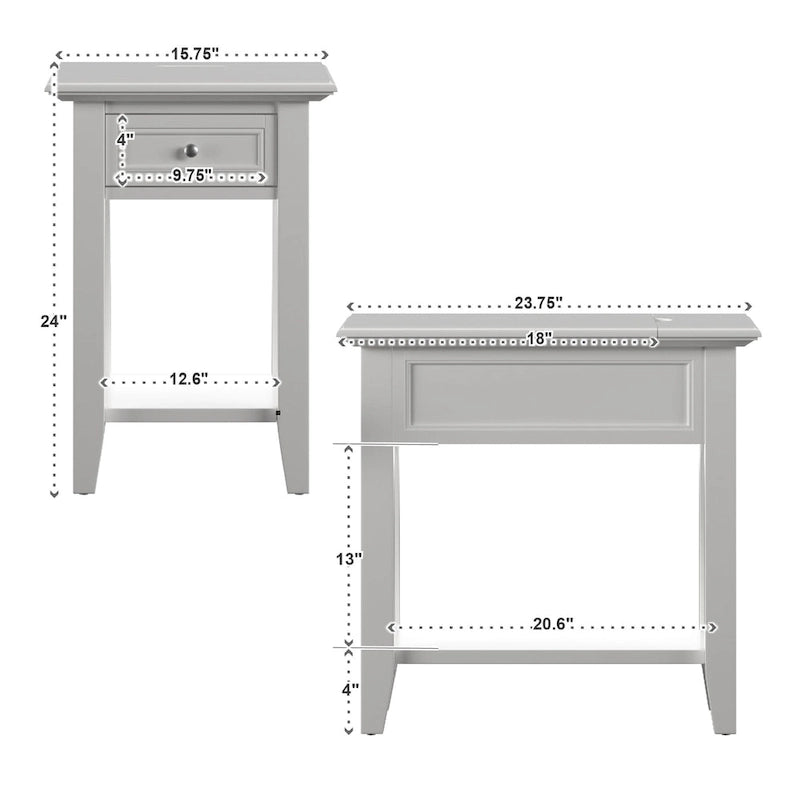 Zayden 1-drawer Side Table with Charging Station by iNSPIRE Q Bold