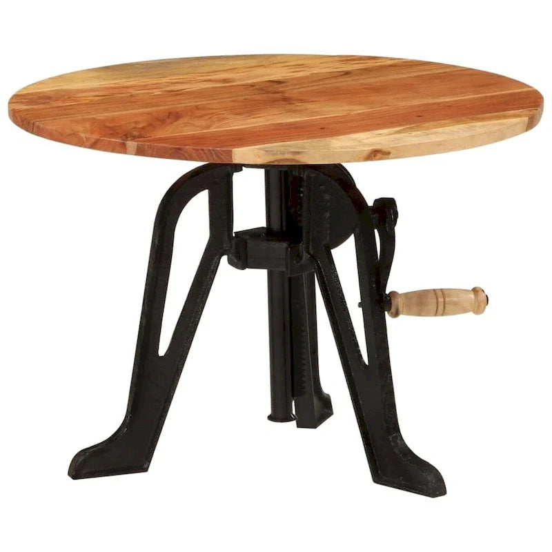 vidaXL Side Table Round Coffee End Table Sofa Table Solid Wood and Cast Iron