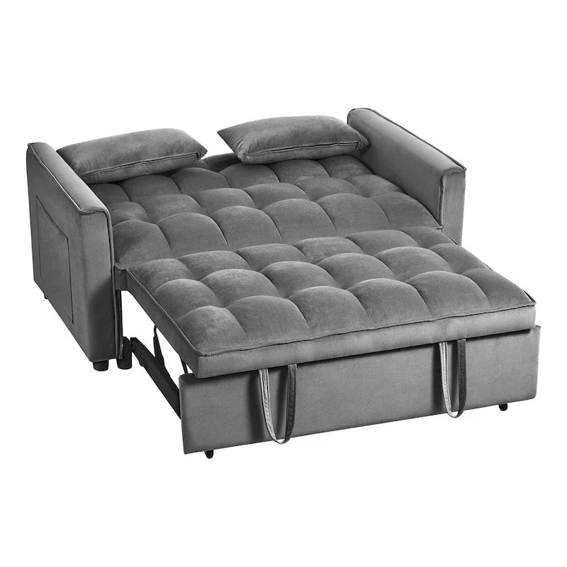 Modern Velvet Futon Loveseat with Reclining Backrest & Pockets, Seats 2 â€?Dark Gray / Light Gray / Blue / Black