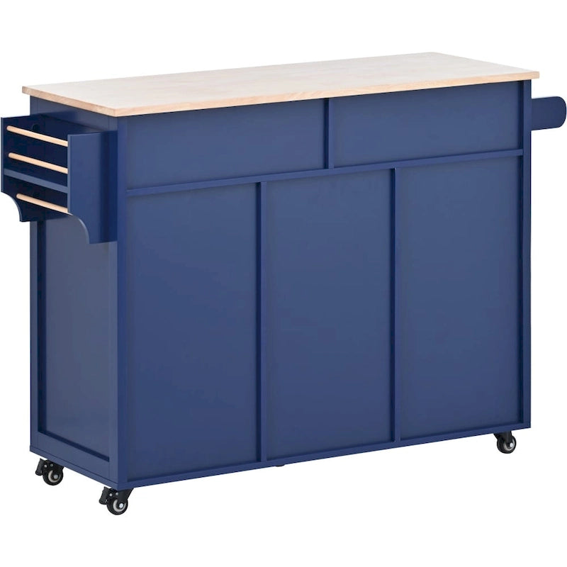 53 in. W Kitchen Island with Countertop and Drawers - N/A