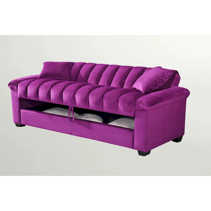 82.7 Velvet Storage Convertible Sofa Sleeper Couch with 2 Pillows