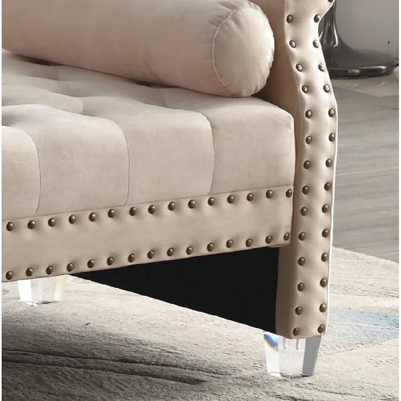 Stefania 71-inch Rolled Arm Oversized Velvet Tufted Upholstered Bench