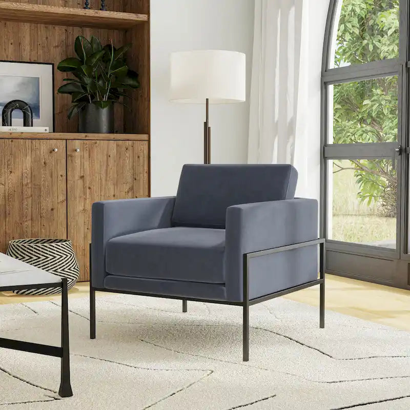 HomePop Modern Upholstered Club Chair w/Metal Frame