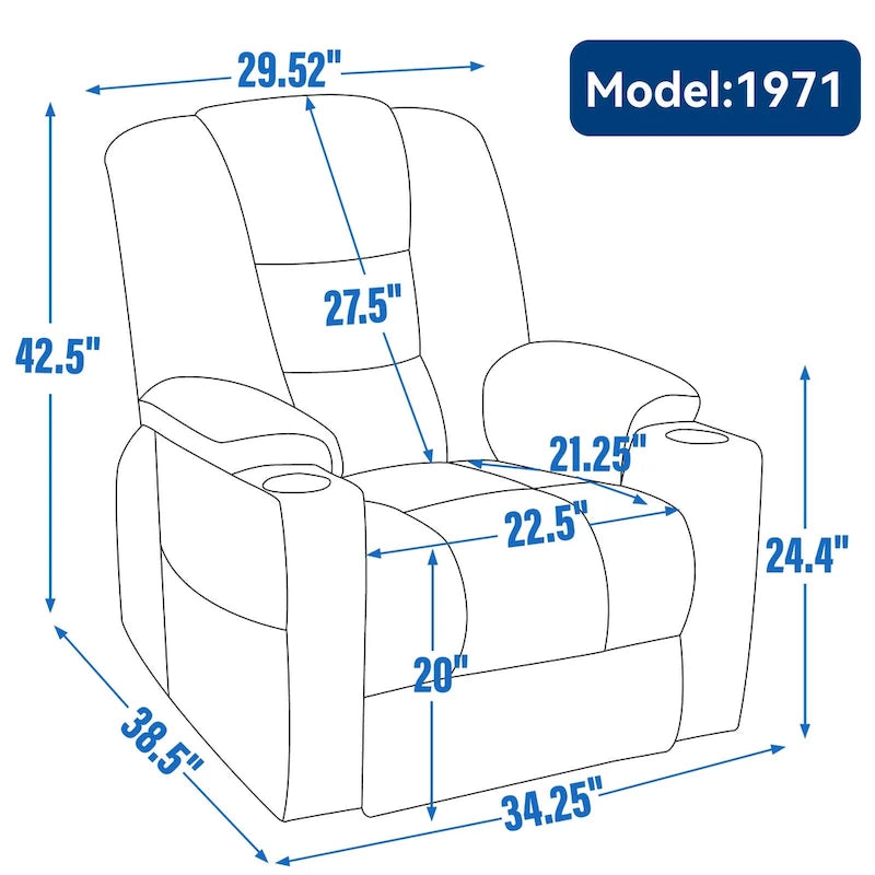 Power Lift Recliner Chair with Massage and Heat, Lazy Boy Overstuffed Wide Recliners w/USB, Type C Ports & 2 Steel Cup Holders