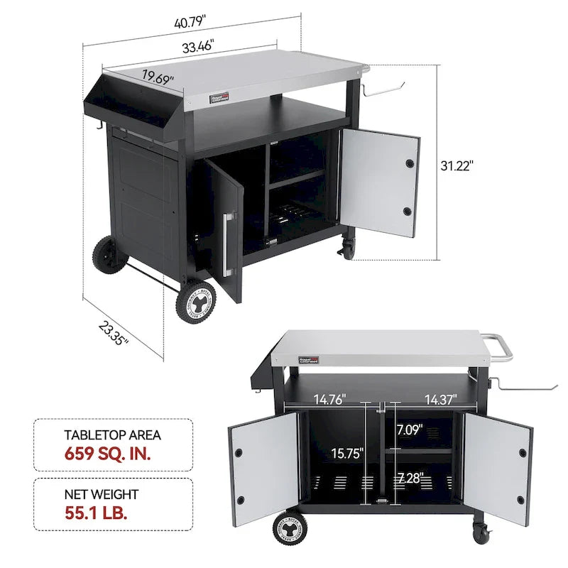 Table de préparation et desserte de cuisine mobile Royal Gourmet avec rangement