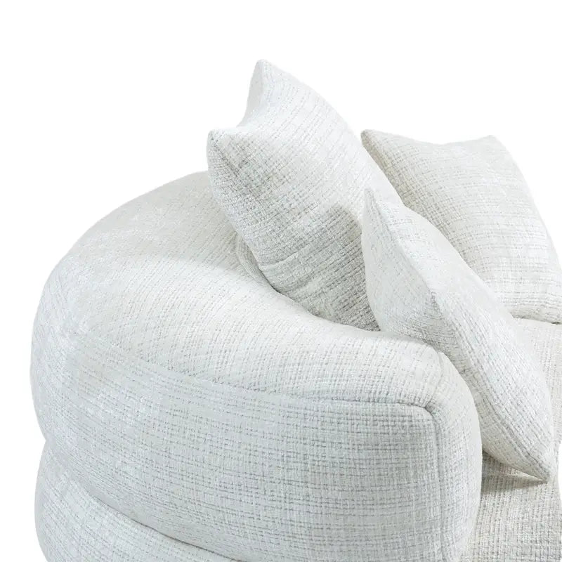 Chenille High Back Lazy Sofa with 3 Pillows and Oversized Bean Bag Chair