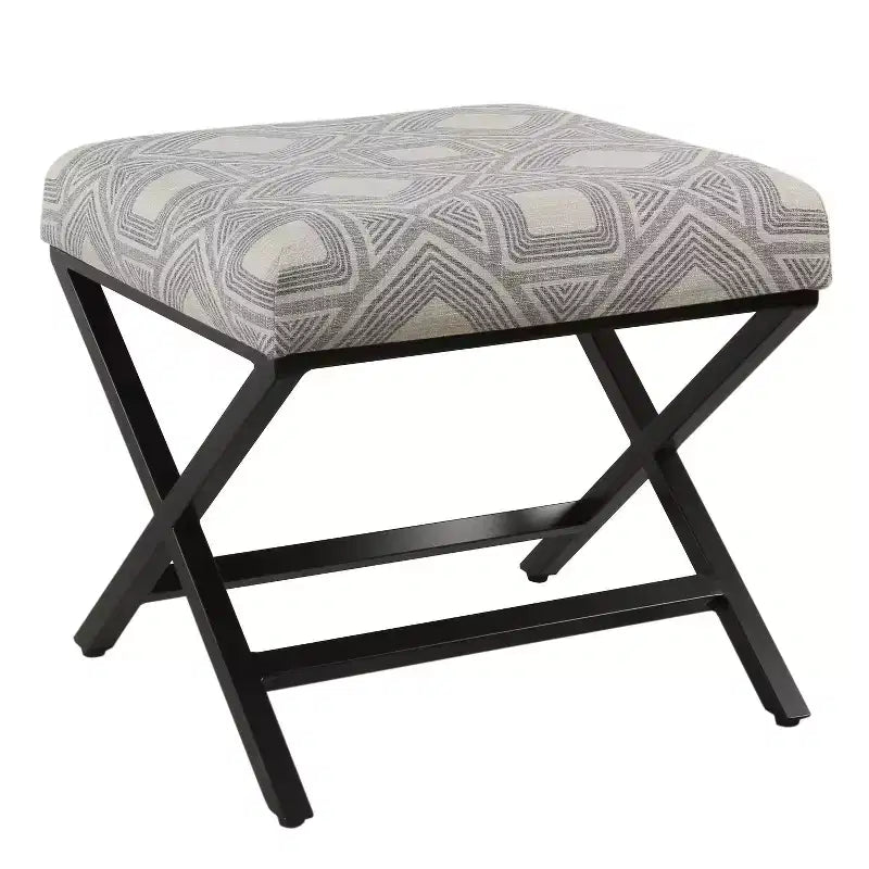 Modern Metal X Base Ottoman - HomePop