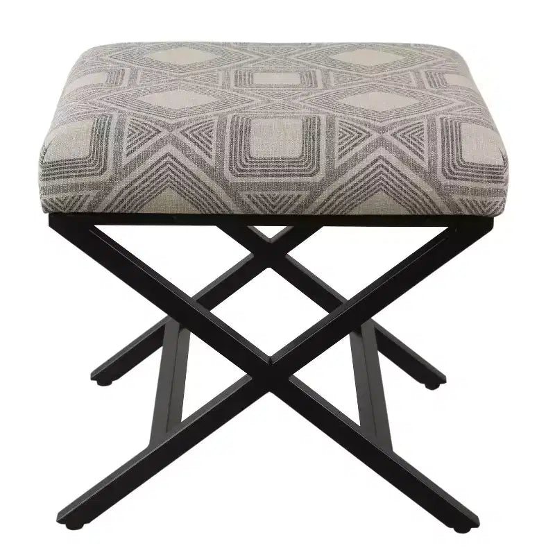 Modern Metal X Base Ottoman - HomePop