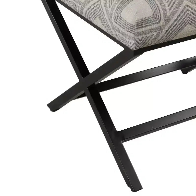 Modern Metal X Base Ottoman - HomePop