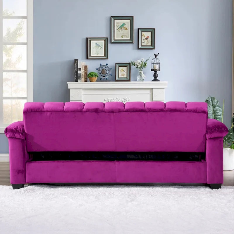 82.7 Velvet Storage Convertible Sofa Sleeper Couch with 2 Pillows