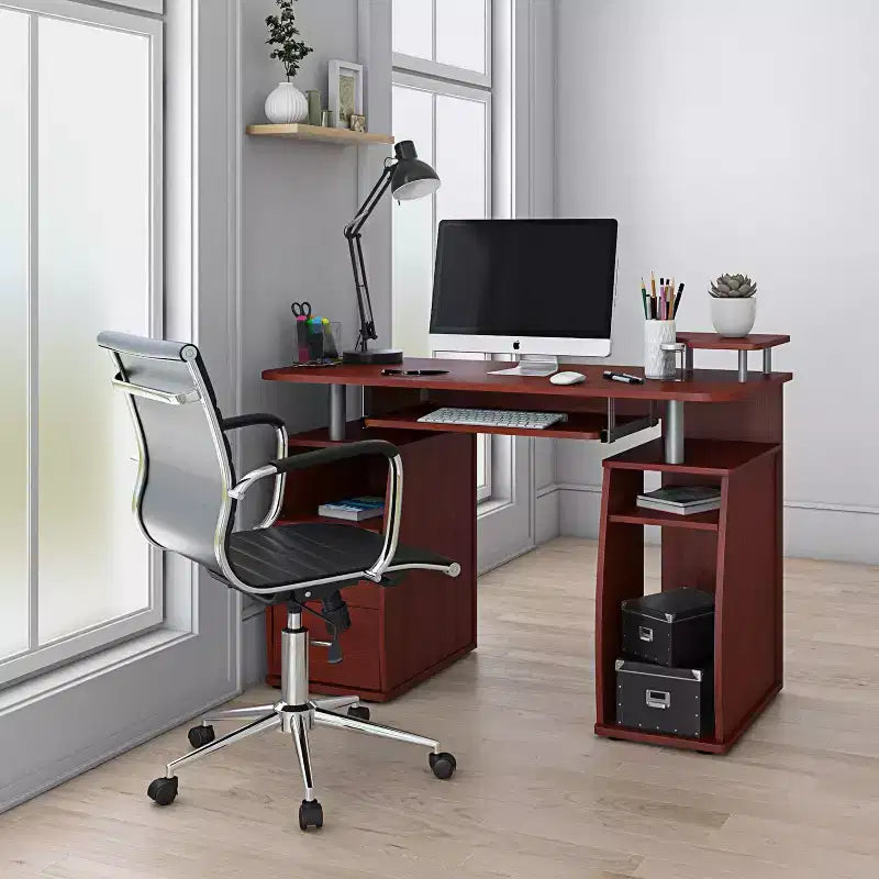 Wood Computer Desk with Drawers - Techni Mobili