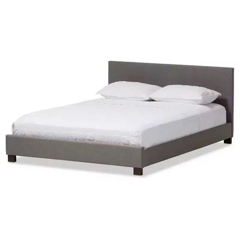 Elizabeth Modern And Contemporary Fabric Upholstered Panel - Stitched Platform Bed - Baxton Studio