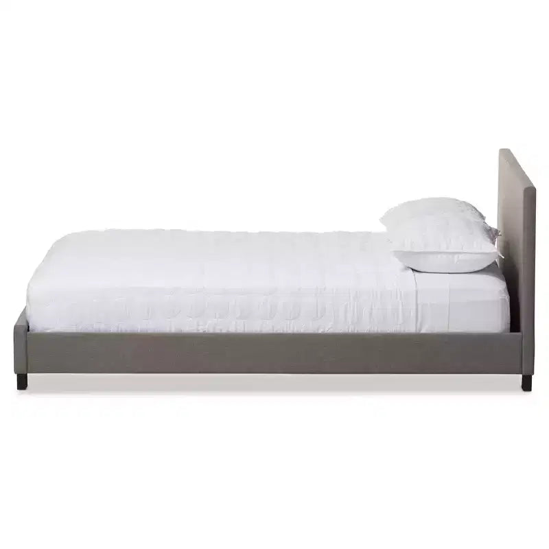 Elizabeth Modern And Contemporary Fabric Upholstered Panel - Stitched Platform Bed - Baxton Studio