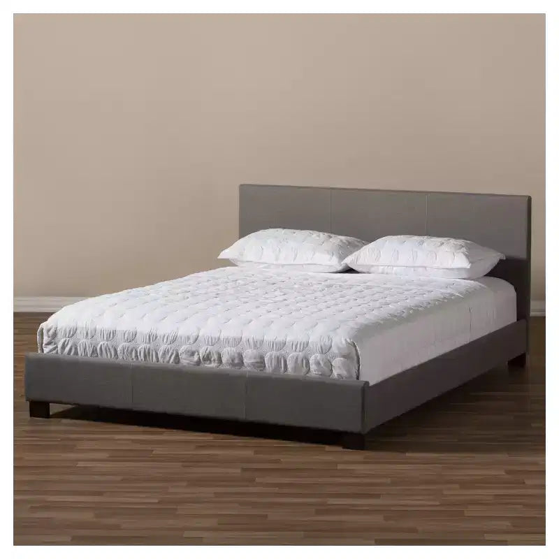 Elizabeth Modern And Contemporary Fabric Upholstered Panel - Stitched Platform Bed - Baxton Studio