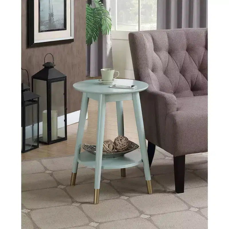 Wilson Mid-Century Modern Round End Table with Bottom Shelf - Breighton Home