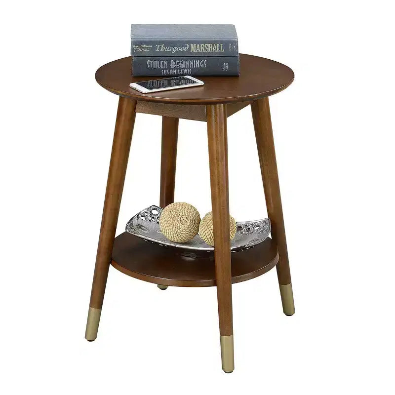 Wilson Mid-Century Modern Round End Table with Bottom Shelf - Breighton Home
