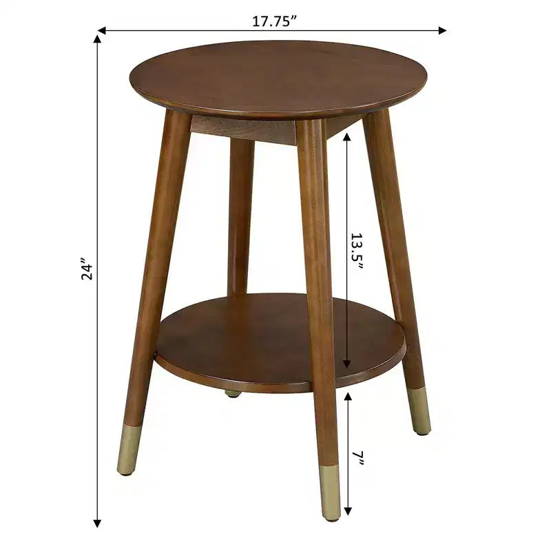 Wilson Mid-Century Modern Round End Table with Bottom Shelf - Breighton Home