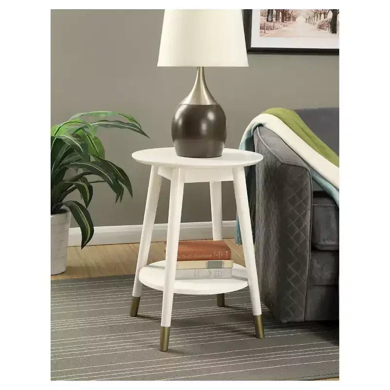 Wilson Mid-Century Modern Round End Table with Bottom Shelf - Breighton Home