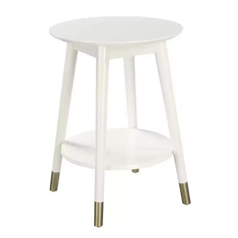Wilson Mid-Century Modern Round End Table with Bottom Shelf - Breighton Home