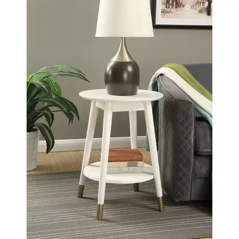 Wilson Mid-Century Modern Round End Table with Bottom Shelf - Breighton Home