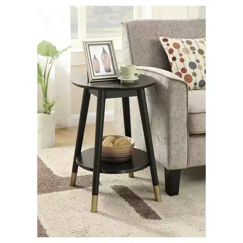 Wilson Mid-Century Modern Round End Table with Bottom Shelf - Breighton Home