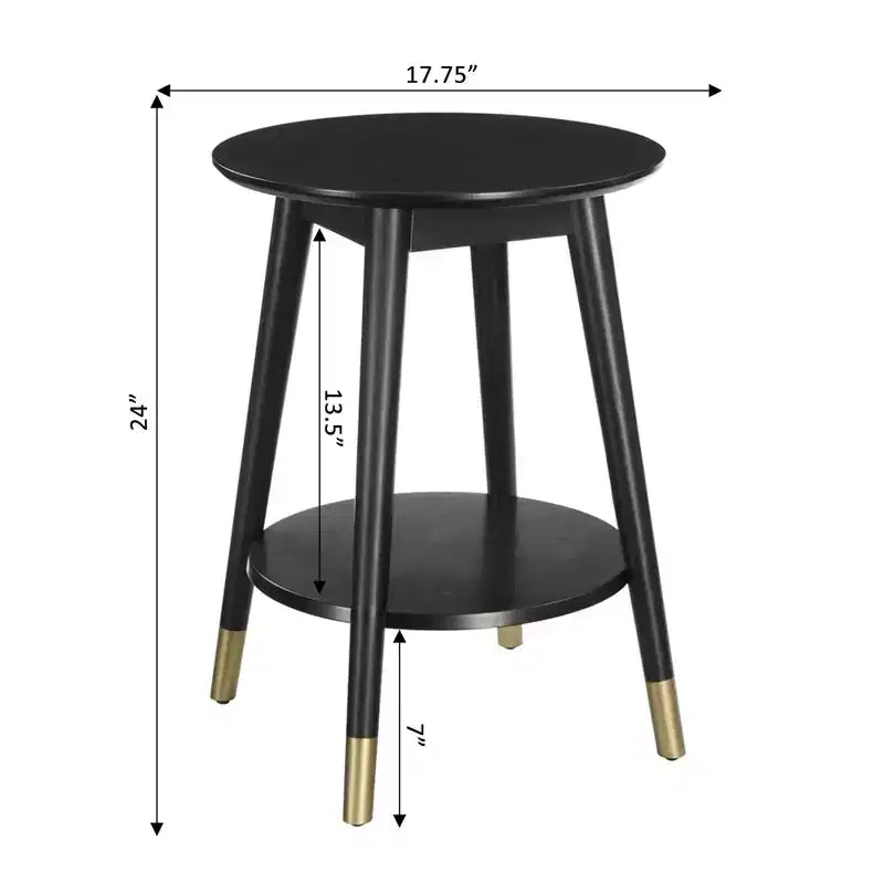 Wilson Mid-Century Modern Round End Table with Bottom Shelf - Breighton Home