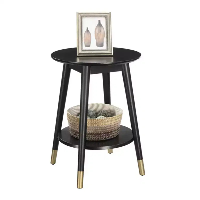Wilson Mid-Century Modern Round End Table with Bottom Shelf - Breighton Home