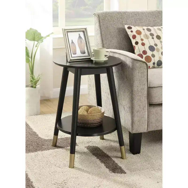 Wilson Mid-Century Modern Round End Table with Bottom Shelf - Breighton Home