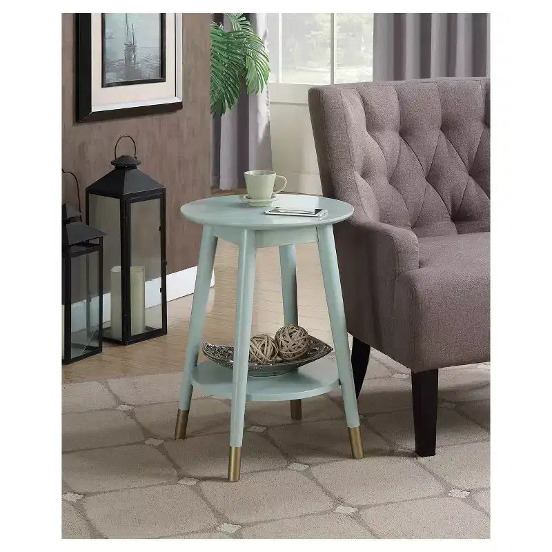 Wilson Mid-Century Modern Round End Table with Bottom Shelf - Breighton Home
