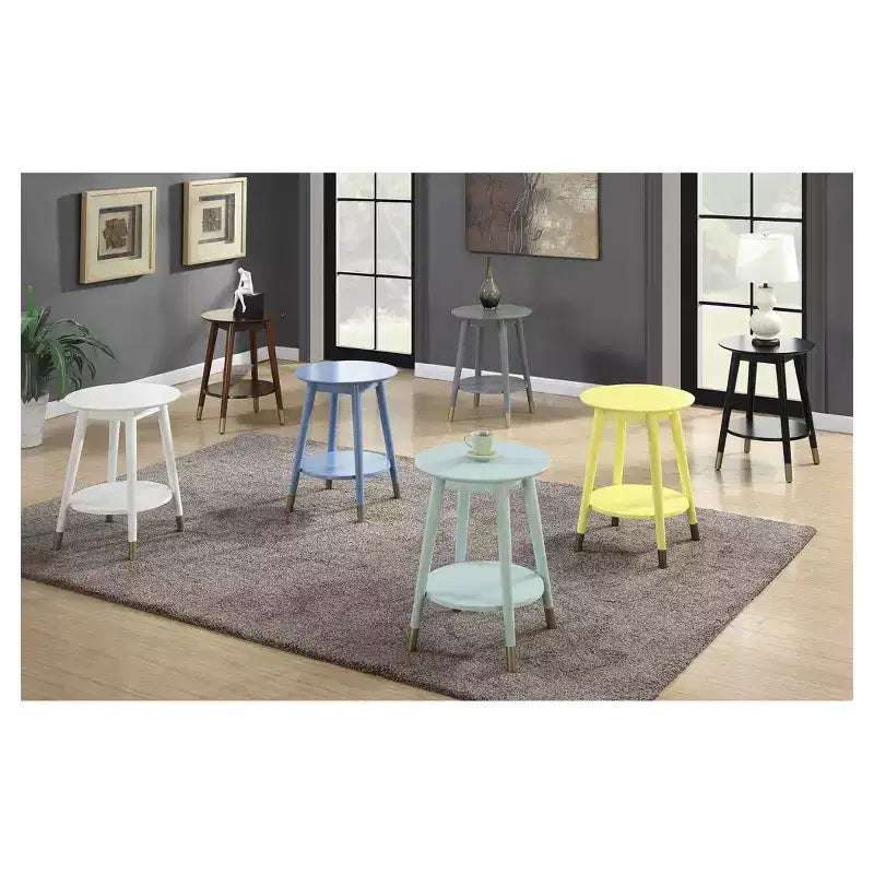 Wilson Mid-Century Modern Round End Table with Bottom Shelf - Breighton Home