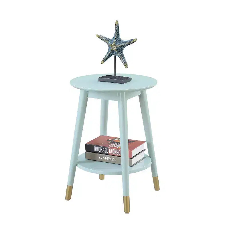 Wilson Mid-Century Modern Round End Table with Bottom Shelf - Breighton Home