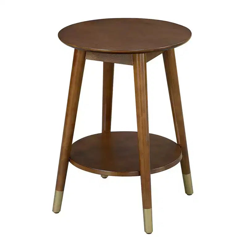 Wilson Mid-Century Modern Round End Table with Bottom Shelf - Breighton Home
