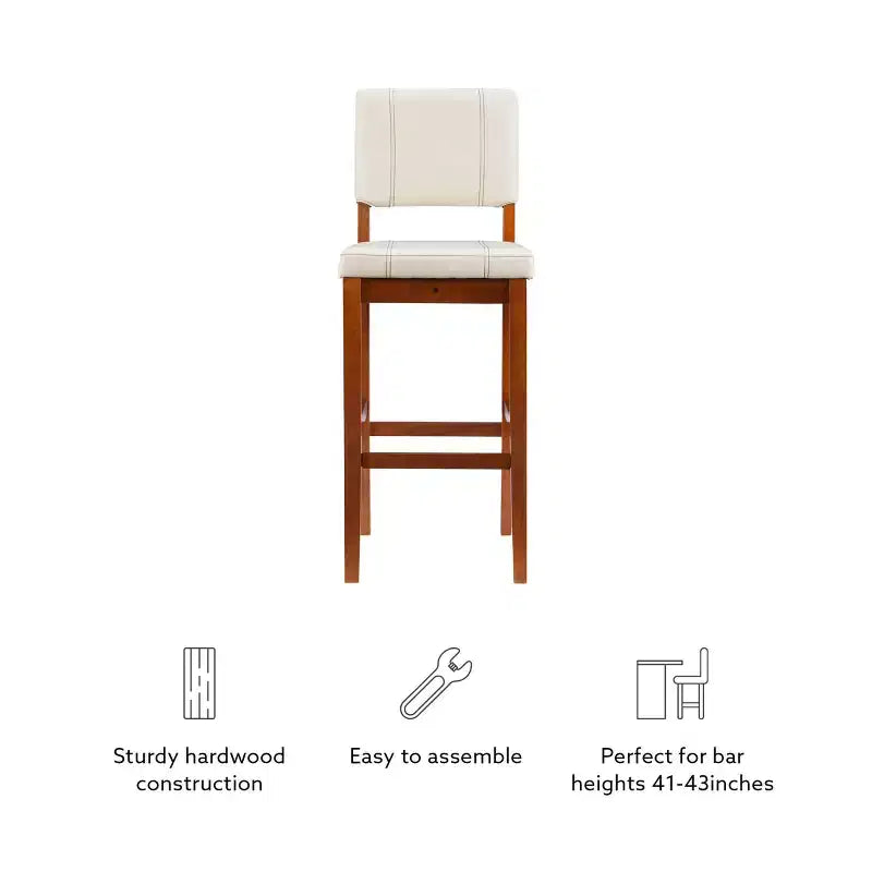 Milano Padded Barstool Upholstered Seat & Back - Linon