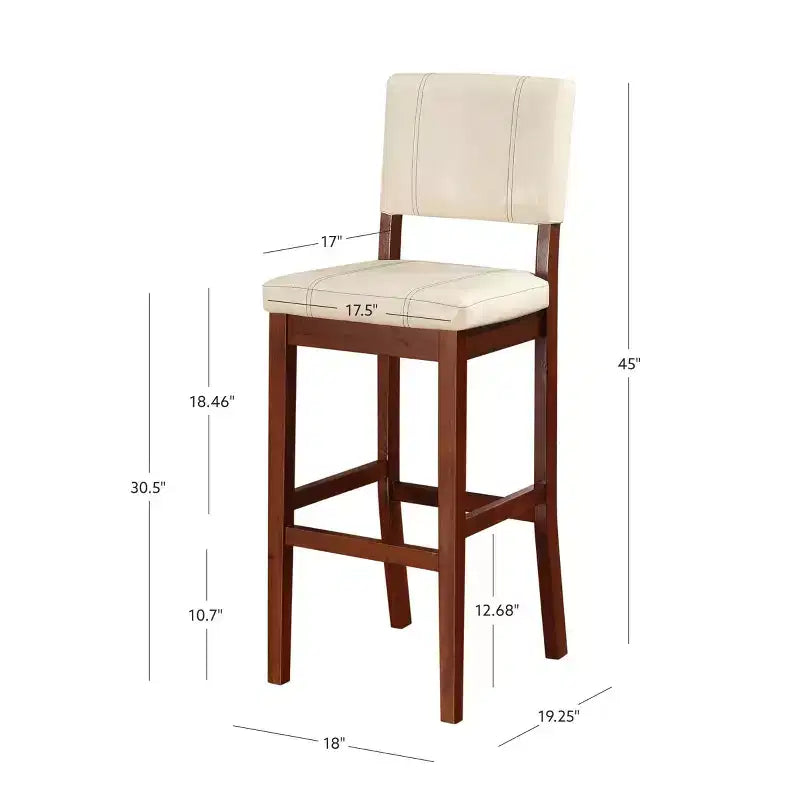 Milano Padded Barstool Upholstered Seat & Back - Linon