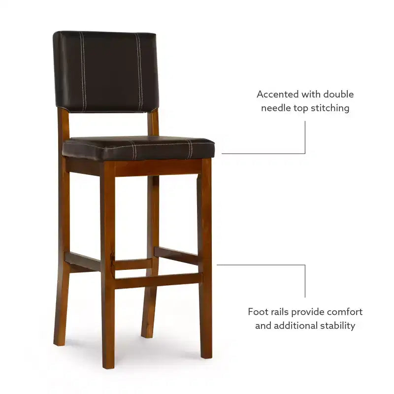 Milano Padded Barstool Upholstered Seat & Back - Linon