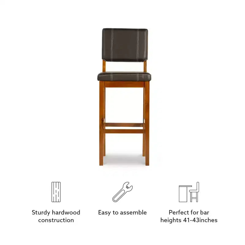 Milano Padded Barstool Upholstered Seat & Back - Linon